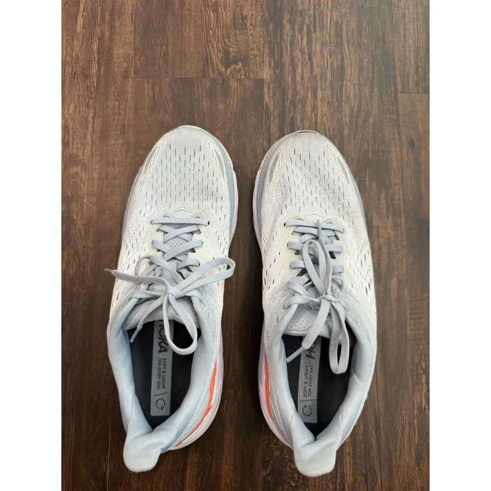 Hoka One One Clifton 8 Women Sz 10.5 Blue/ White Running Shoes Sneakers - Picture 7 of 9